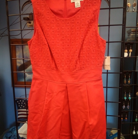 NWT Liz Claiborne bright Coral Cocktail dress sz 4 NWT - Picture 1 of 6